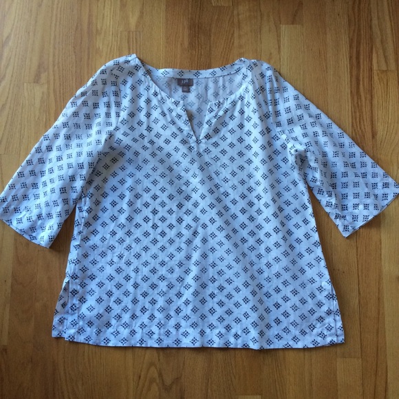 J.Jill linen tunic ⭐️ woodblock print ⭐️ black & white geometric ⭐️ LP - Picture 4 of 7